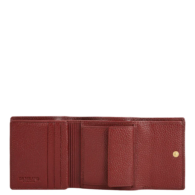 Da Milano Cherry Wax Leather Ladies Wallet - Cherry for Women | Best Price UAE